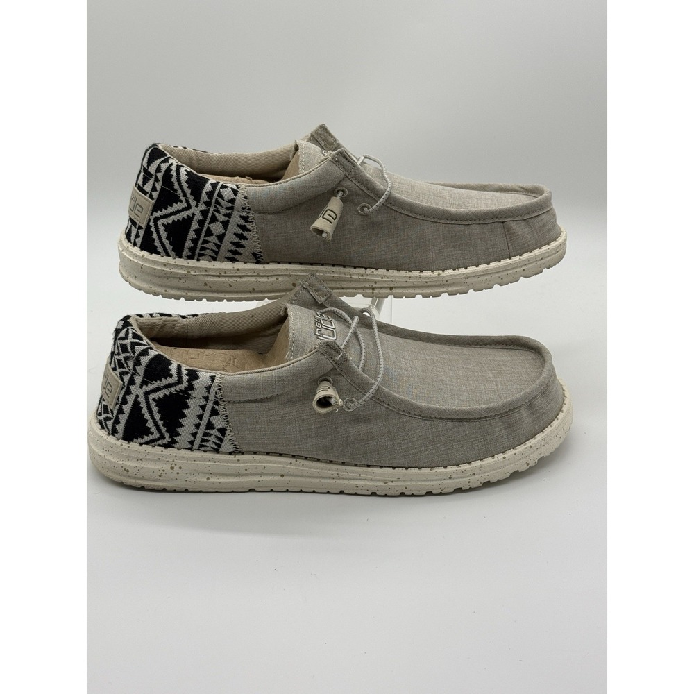 Hey Dude Mens Wally Funk Jacquard Bungee Beige Aztec Shoes Slip-On Size 10